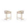 Manhattan Comfort Louvre Counter Stool in Cream and Titanium Gold (Set of 2) 2-CS009-CR